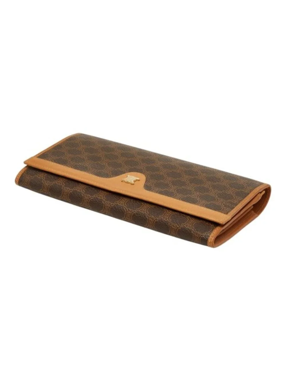 Celine Macadam Bifold Wallet Brown Beige Leather